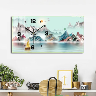 Tranh Đồng Hồ Tráng Gương Treo Tường Nghệ Thuật Phong Thuỷ Hươu Tài Lộc