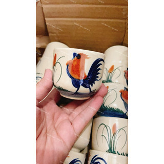 Bộ Bình Tích Gốm Xưa Vẽ Gà Trống Gồm Ly Dĩa Chữ Nhật Cao Cấp - Gốm Thủ Công - Gốm Xưa Lái Thiêu Cho Người Hoài Niệm