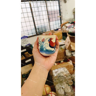 Bộ Bình Tích Gốm Xưa Vẽ Gà Trống Gồm Ly Dĩa Chữ Nhật Cao Cấp - Gốm Thủ Công - Gốm Xưa Lái Thiêu Cho Người Hoài Niệm