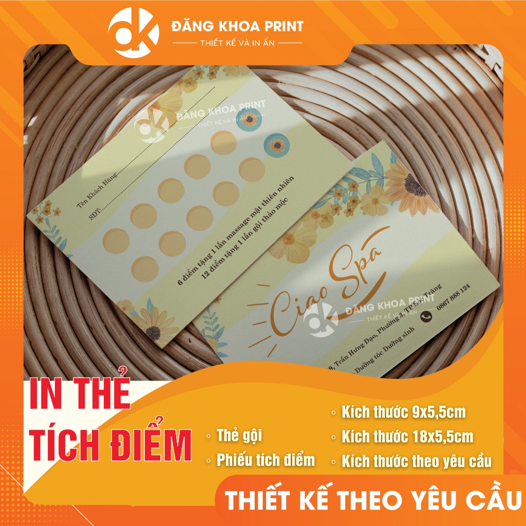 [THIẾT KẾ THEO YÊU CẦU] In thẻ tích điểm kích thước 9x5,5cm. Giấy C300 dày dặn đẹp