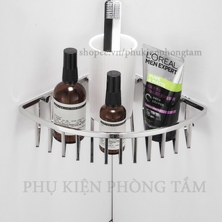 [MẪU MỚI] Kệ góc nan vuông đặc Inox 304 cao cấp, không rỉ sét - Kệ góc nhà tắm gắn tường