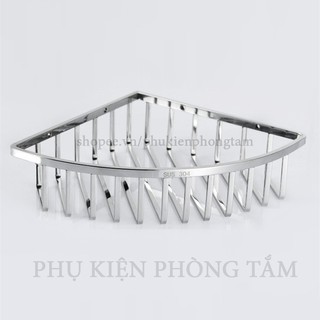 [MẪU MỚI] Kệ góc nan vuông đặc Inox 304 cao cấp, không rỉ sét - Kệ góc nhà tắm gắn tường