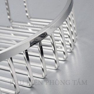 [MẪU MỚI] Kệ góc nan vuông đặc Inox 304 cao cấp, không rỉ sét - Kệ góc nhà tắm gắn tường