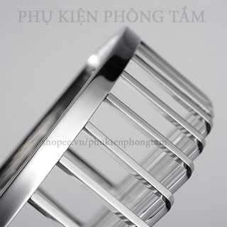 [MẪU MỚI] Kệ góc nan vuông đặc Inox 304 cao cấp, không rỉ sét - Kệ góc nhà tắm gắn tường