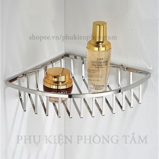 [MẪU MỚI] Kệ góc nan vuông đặc Inox 304 cao cấp, không rỉ sét - Kệ góc nhà tắm gắn tường