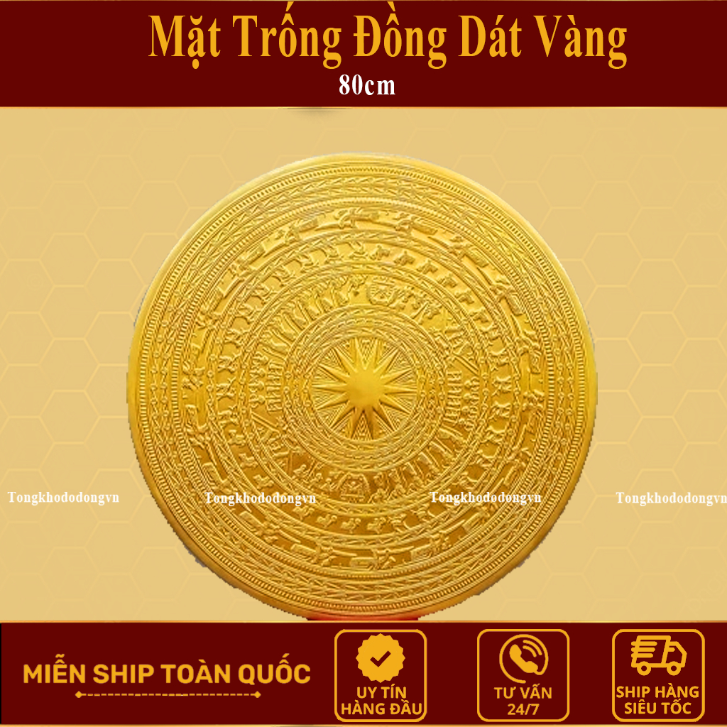 Tranh Đồng Hồ Trống Đồng 60cm, 80cm, 100cm ✔CHUẨN LOẠI 1✔ Đồng Vàng Cỡ Lớn Phong Thủy Gò Thủ Công Chống Oxi Hóa