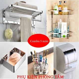 Bộ phụ kiện phòng tắm Inox SUS 304 - Bộ phụ kiện 5 món cao cấp Inox 304
