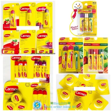 (Bill Mỹ) Son Dưỡng Môi Chống Nắng CARMEX Lip Balm SPF15 Mùi Dâu, Cherry, Bạc hà, Vanilla,Medicated, Dạng Tuýp, Thỏi, Hũ
