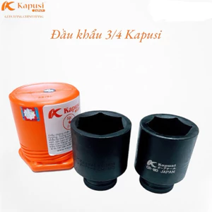 Đầu tuýp khẩu 3/4 inch KAPUSI Nhật Bản(193mm) thép đen CR-Mo cỡ từ 21-46mm, dài 90mm, Bh 12 tháng