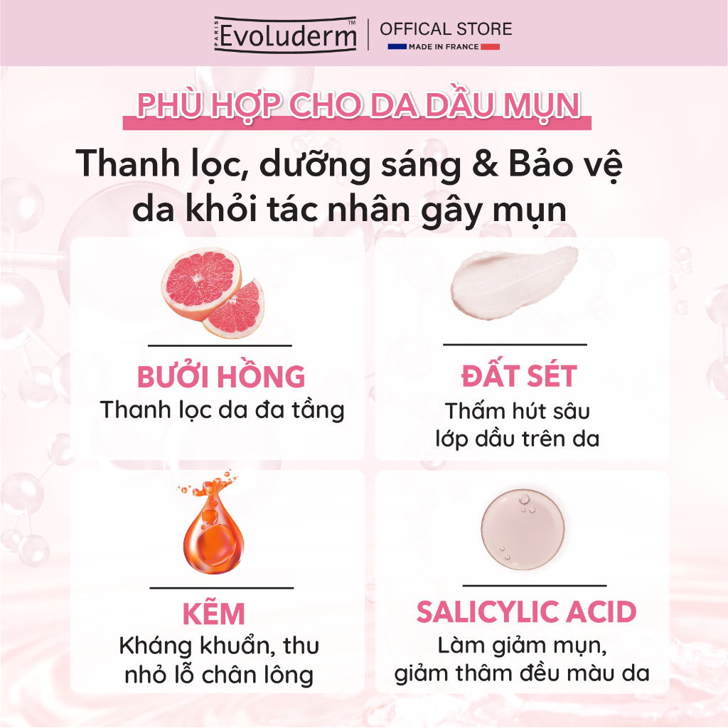 Ảnh Sữa rửa mặt chiết xuất bưởi hồng dành cho da dầu mụn Evoluderm 150ml (17323) 3