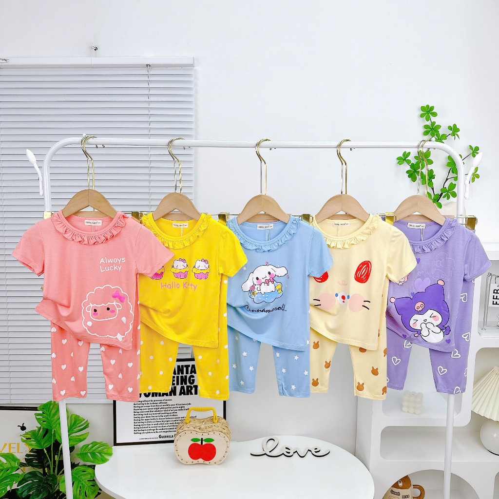 Bộ Ngắn Tay Quần Dài THUN LẠNH MINKYMOM Cho Bé Gái TN-IN210