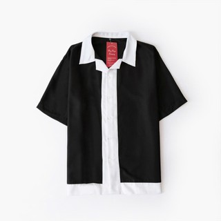 [ BIGSIZE UP TO 135KG ] áo sơ mi nam ngắn tay đen trắng phối nhau. SMP1