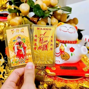 KIM BÀI THẦN TÀI bỏ ví - Thần Tài đến khai vận mở cung Tài Lộc , bằng kim loại