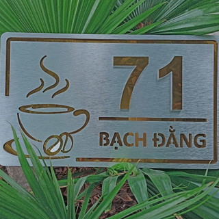 BẢNG, BIỂN SỐ NHÀ. Alu Bạc Xước + Mica, số nổi alu gương ngoài trời