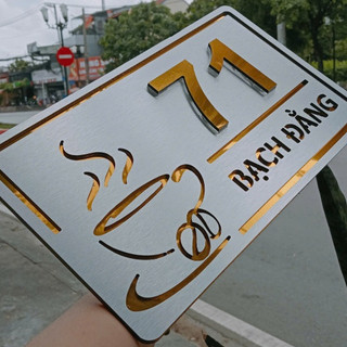BẢNG, BIỂN SỐ NHÀ. Alu Bạc Xước + Mica, số nổi alu gương ngoài trời
