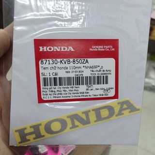Tem honda màu bạc nền trong suốt 110mm