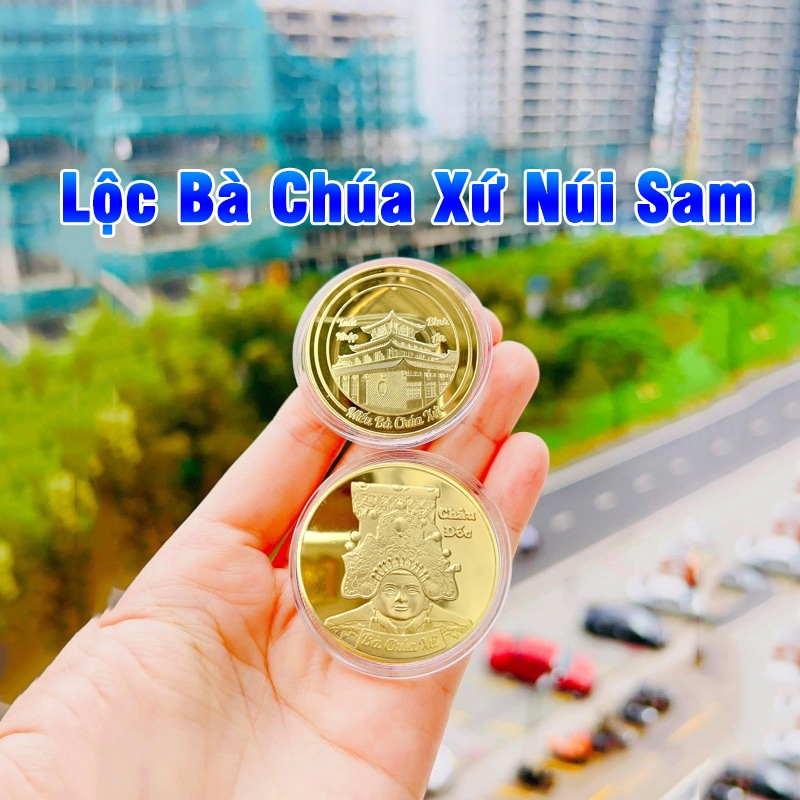 Túi Lộc Đồng Xu Bà Chúa Xứ Núi Sam Châu Đốc Mạ Vàng, dành cho người làm ăn mua bán 🌸RƯỚC LỘC🌸