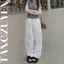 Quần dài ống rộng kaki cạp chun lưng cao 4 sọc thắt dây nơ Quần ống suông nữ đen trắng thể dục thể thao T445G MONOKA