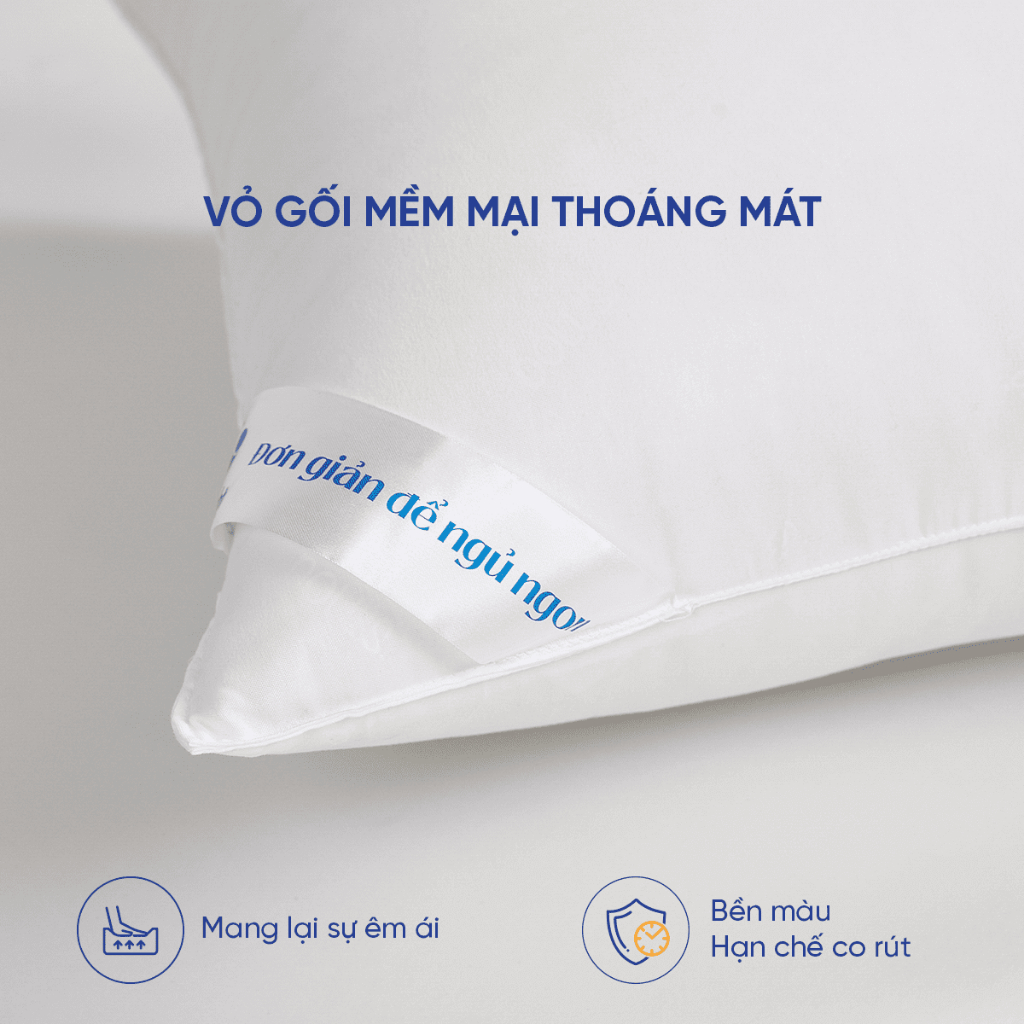 Gối lông vũ nhân tạo Goodnight Mochi siêu êm, gối khách sạn