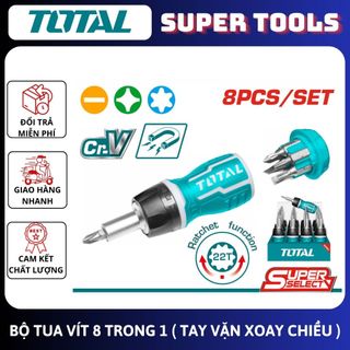 ĐỒ NGHỀ TOTAL Bộ tua vít 8 trong 1 (tay vặn xoay chiều) TACSDS1726