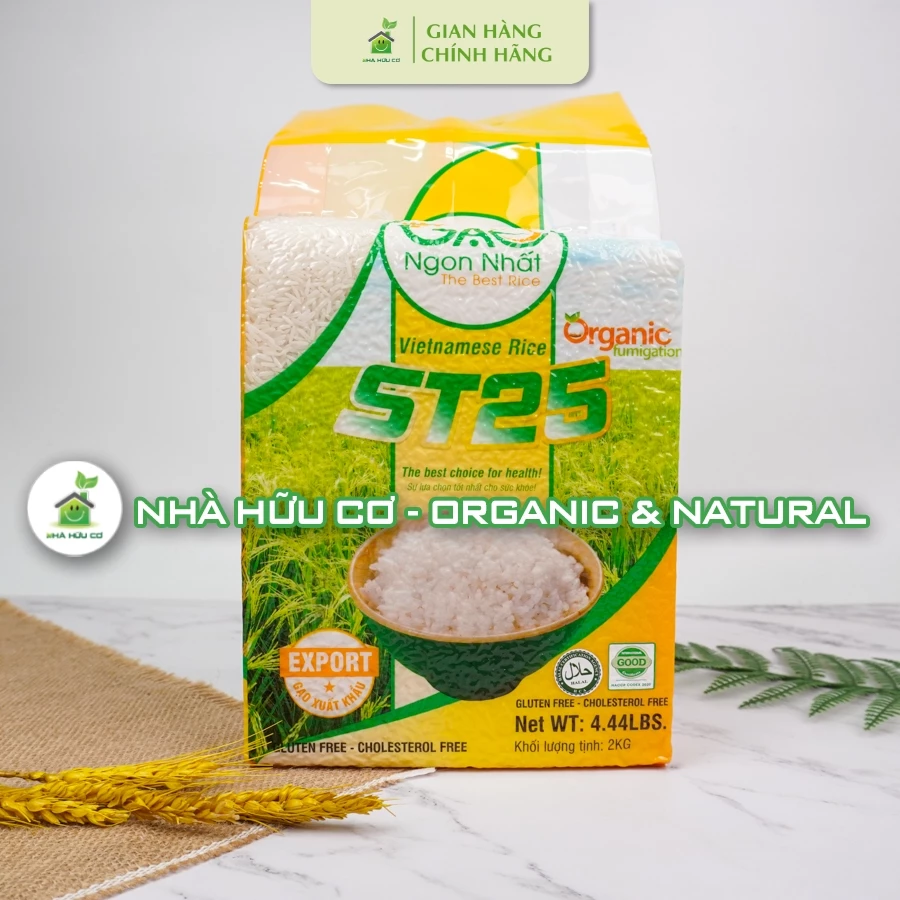 TÚI 2KG - Gạo trắng hữu cơ ST25 - Ngọt, dẻo, thơm - Gạo sữa Dương Xuân Quả - Gạo Ngon Nhất - Nhà hữu cơ