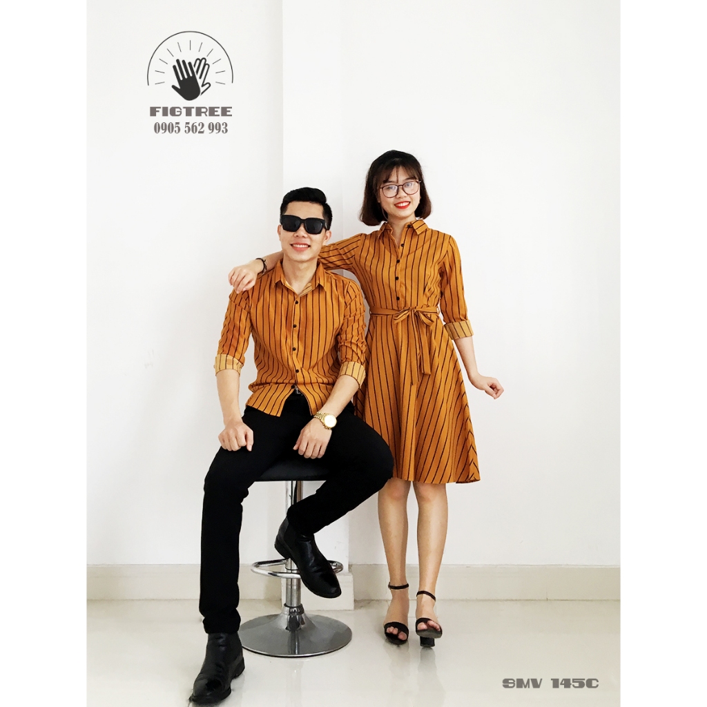 Áo Sơ Mi Nam Fig Tree Sọc Vàng Đen Mã 145C ( có bigsize đến 110kg)