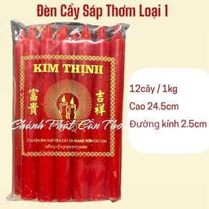 Đèn Cầy Sáp Thơm Loại 1 Màu Đỏ Cao 25cm Đường Kính 3cm