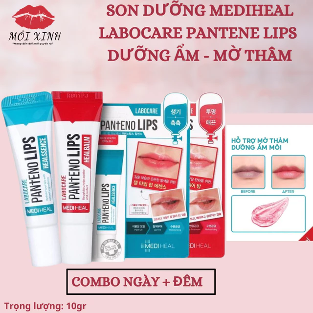 Combo son dưỡng môi khử thâm Mediheal chính hãng làm Mờ Thâm Môi, Mềm Môi, Hồng Môi Labocare Healbalm 10ml (ngày + đêm)