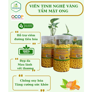 Hộp 500 gram - Viên tinh nghệ vàng tẩm mật ong Yên Sơn - OCOP 4 sao - đẹp da, chống lão hoá.