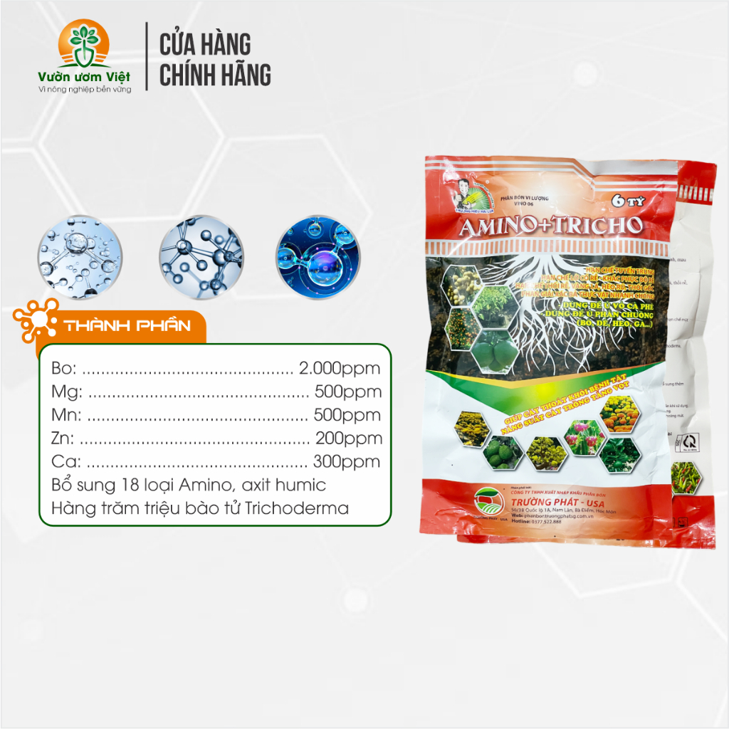 Phân bón Trichoderma bổ sung Amino Acid, tái tạo bộ rễ và đất, hồi sinh lợi khuẩn
