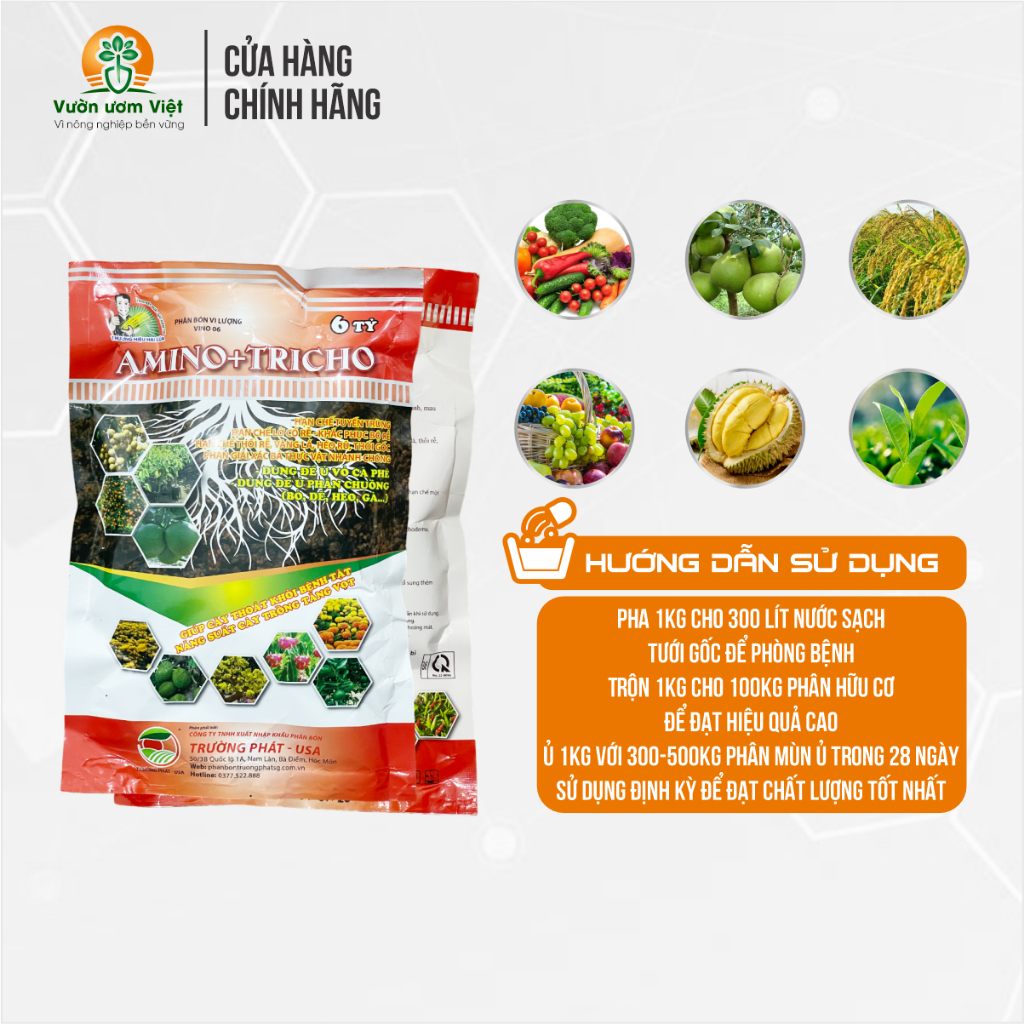 Phân bón Trichoderma bổ sung Amino Acid, tái tạo bộ rễ và đất, hồi sinh lợi khuẩn
