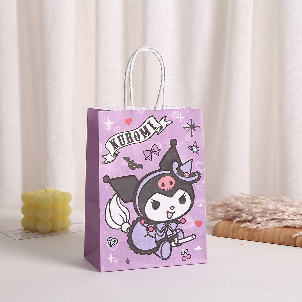 Set 5 Túi giấy Kraft Túi gói quà tặng kẹo cho trẻ em Kuromi Túi quà cầm tay hoạt hình dễ thương Tiệc sinh nhật