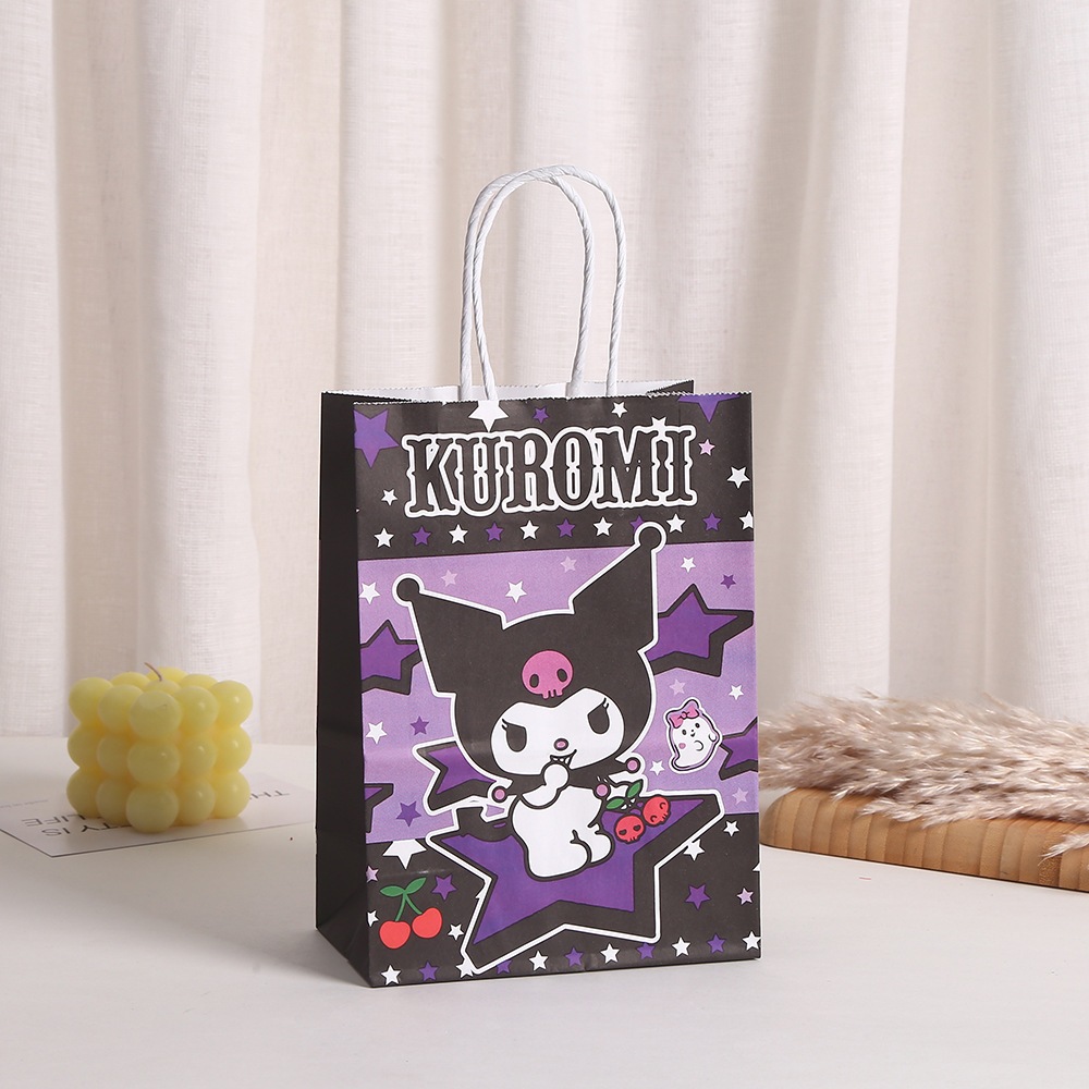 Set 5 Túi giấy Kraft Túi gói quà tặng kẹo cho trẻ em Kuromi Túi quà cầm tay hoạt hình dễ thương Tiệc sinh nhật