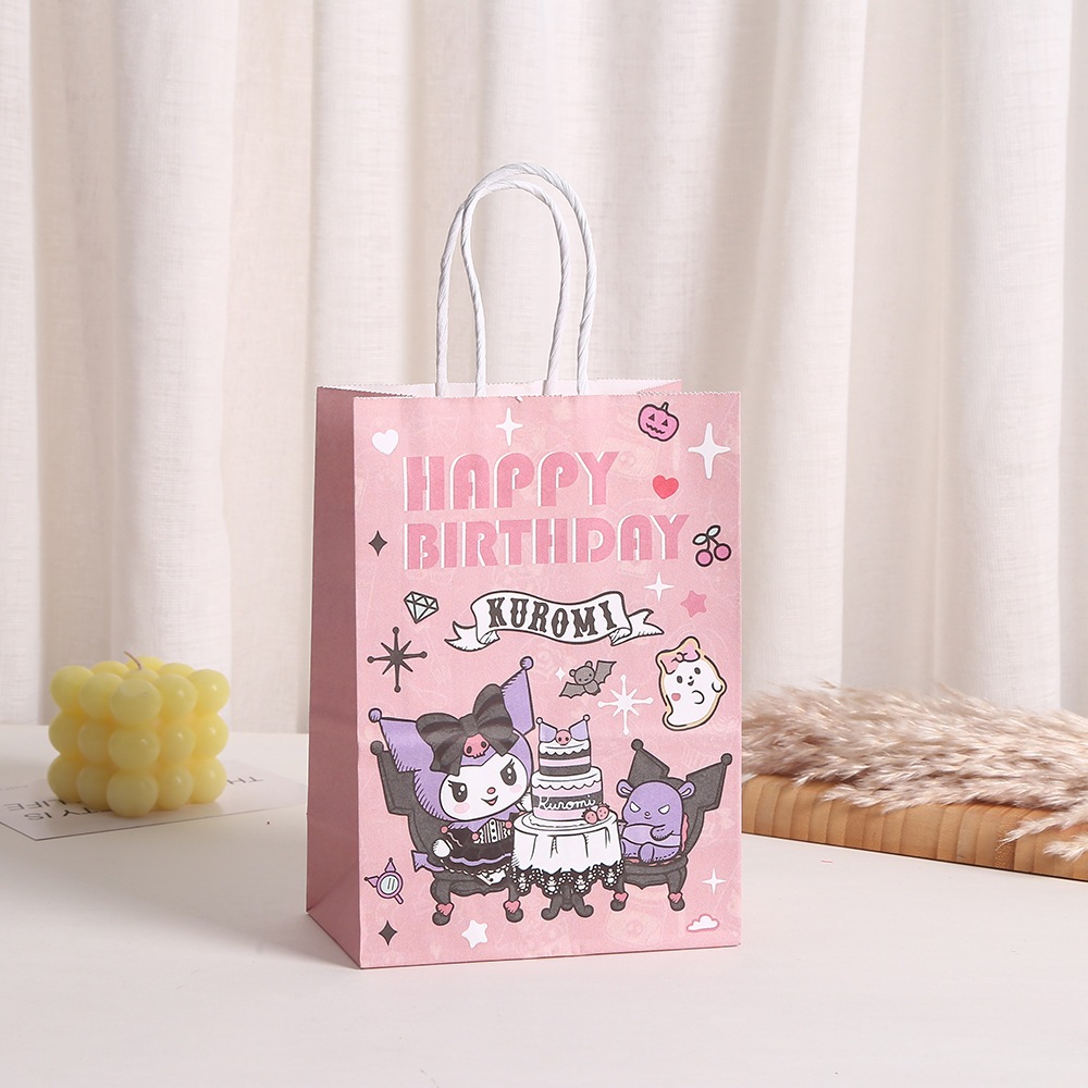 Set 5 Túi giấy Kraft Túi gói quà tặng kẹo cho trẻ em Kuromi Túi quà cầm tay hoạt hình dễ thương Tiệc sinh nhật