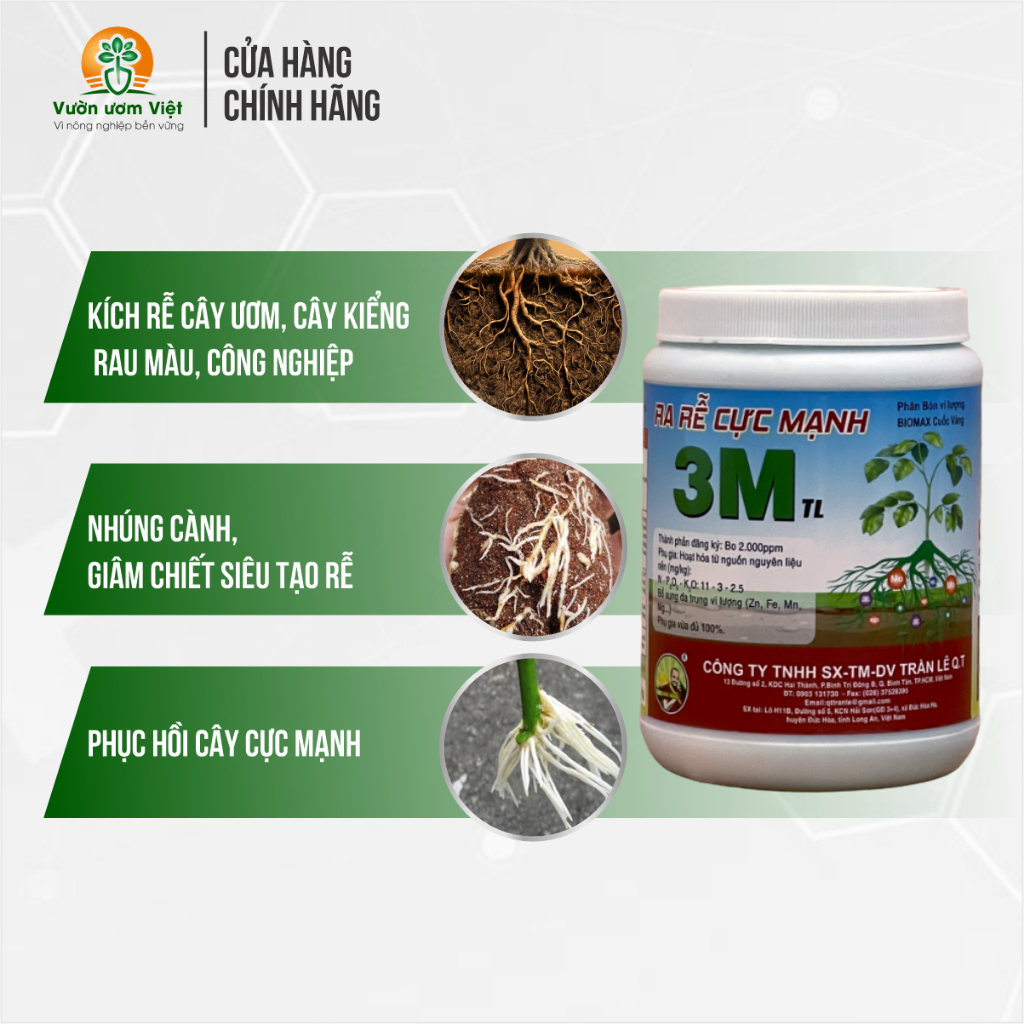 Phân bón 3M xử lý đất bạc màu, kích ra rễ, lá xanh tươi tốt, sức đề kháng cao, hạn chế vàng lá -500g