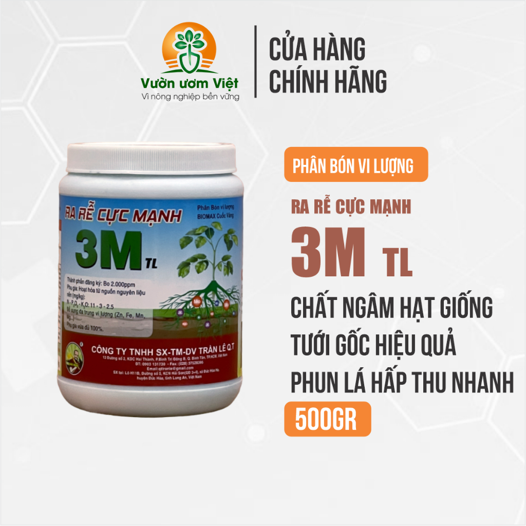 Phân bón 3M xử lý đất bạc màu, kích ra rễ, lá xanh tươi tốt, sức đề kháng cao, hạn chế vàng lá -500g