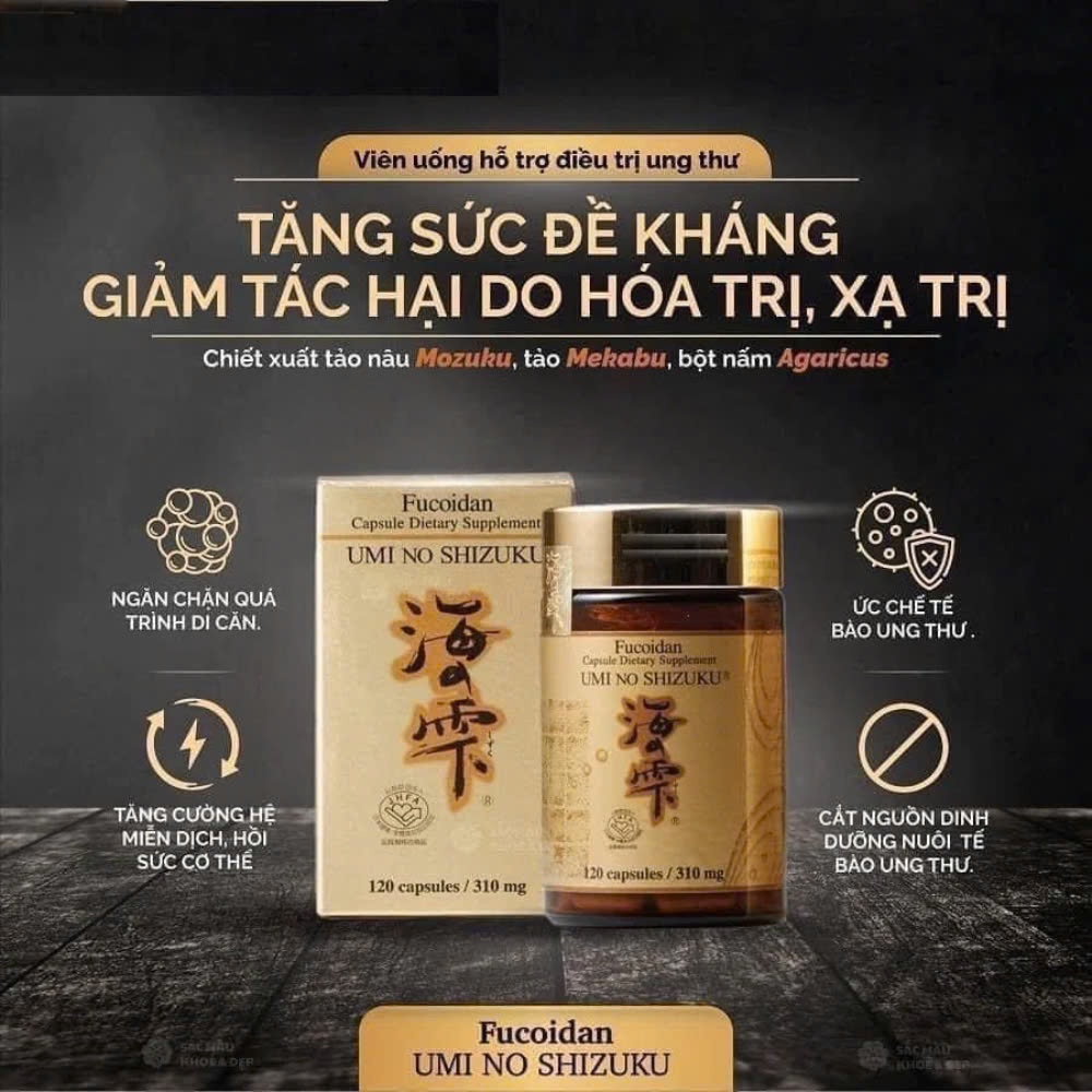 Viên Uống Hỗ Trợ Ung Thư Tảo Fucoidan Umi No Shizuku Nhật 120v tối ưu hóa hệ miễn dịch