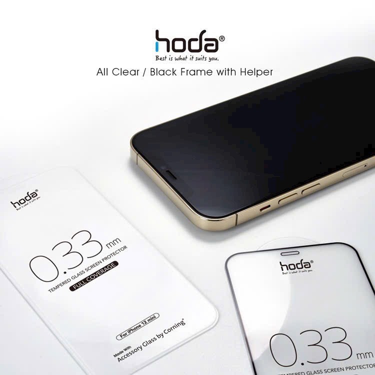 Cường Lực 2.5D Hoda AGbC by Corning Chống Trầy Xước Có Khung Trợ Dán Tiện Lợi cho iP 17/16/15/14 Series