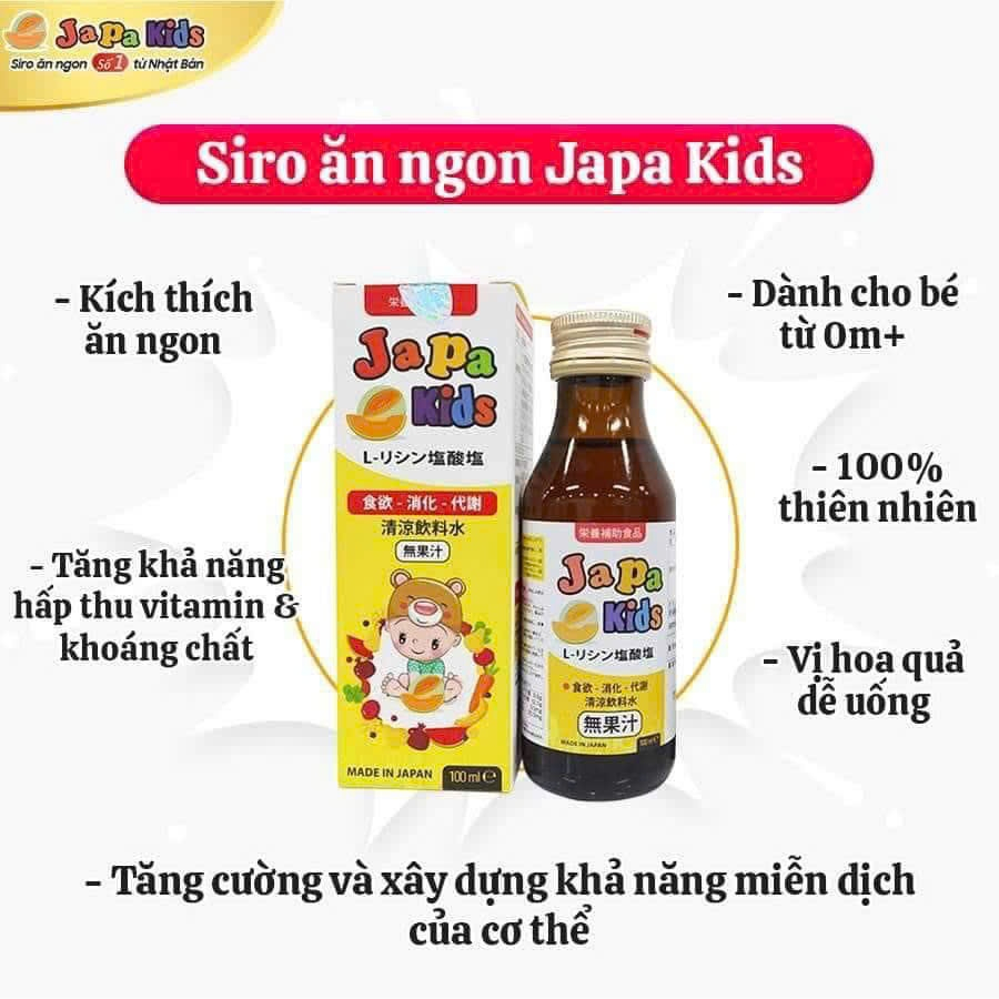 Ảnh Siro Ăn Ngon Japa Kids Chính Hãng Kích Thích Ăn Ngon, Tăng Cân Tăng Chiều Cao Cho Bé 2