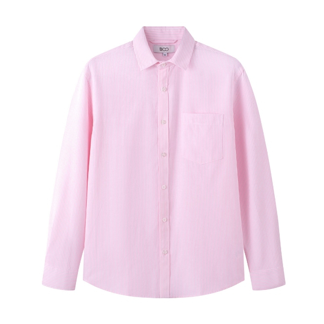 Ảnh Áo Sơ Mi BOO Dài Tay Unisex Dáng Rộng Kẻ Ngang 2 Màu Độc Lạ Cá Tính 2