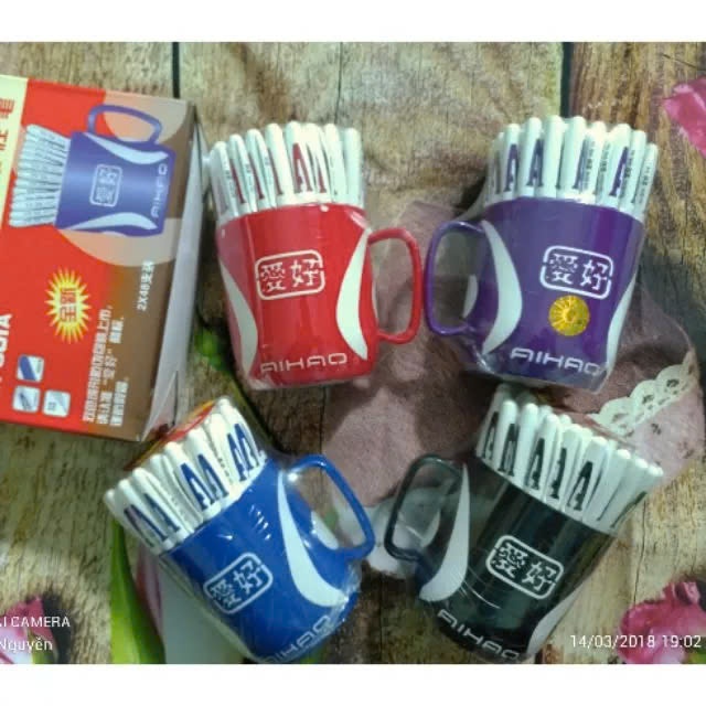 Bút nước chữ A cốc 48cái (xanh, đỏ, đen, tím)