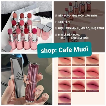 SON THỎI LÌ MỊN MÔI 3CE Blur Matte Lipstick 4g ❌vỏ trong bạc mẫu mới