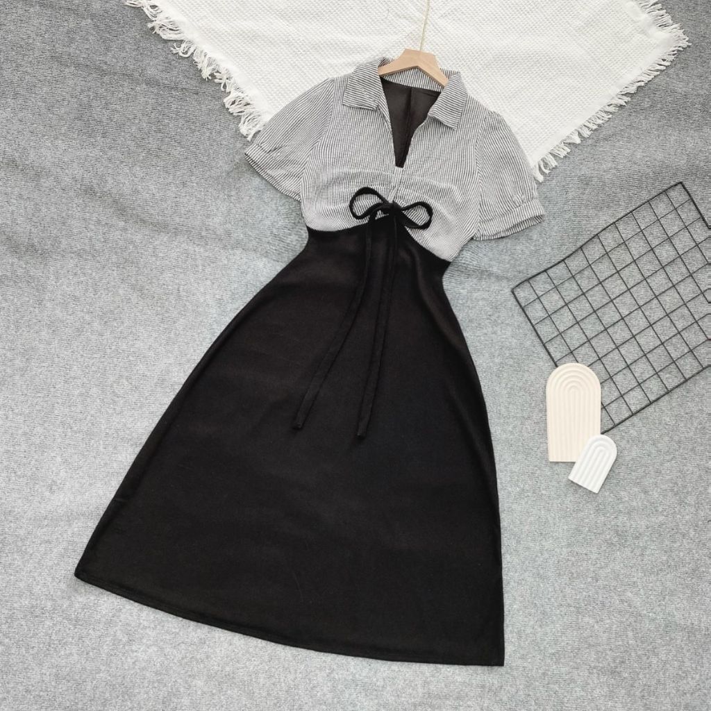 Đầm Sơ Mi Bigsize Nữ, Váy Polo Sọc Dáng Dài Cho Các Nàng Chubby 58-95kg G678