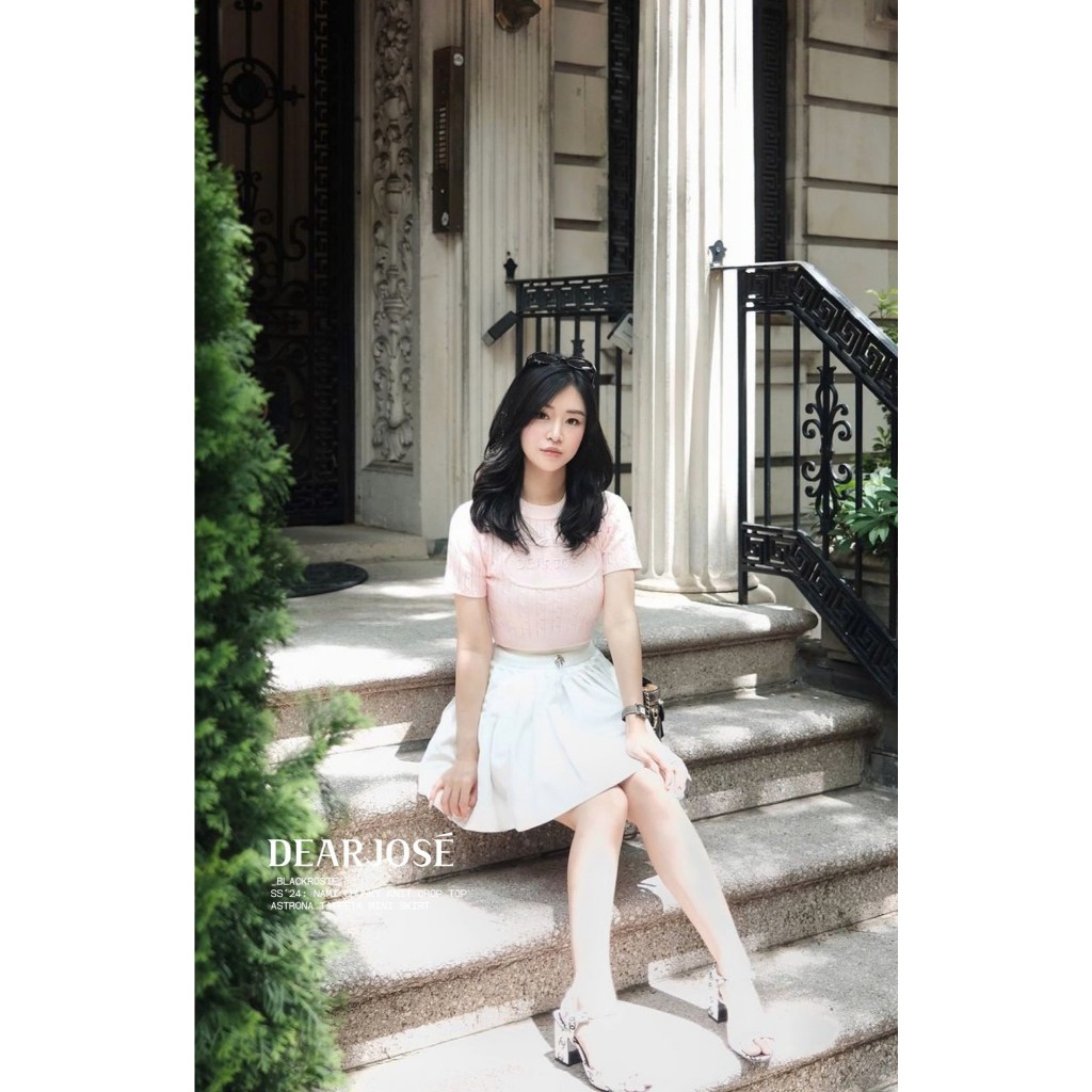 Ảnh DEAR JOSÉ - Áo kiểu croptop vải knit hồng - Nami Chunky 3