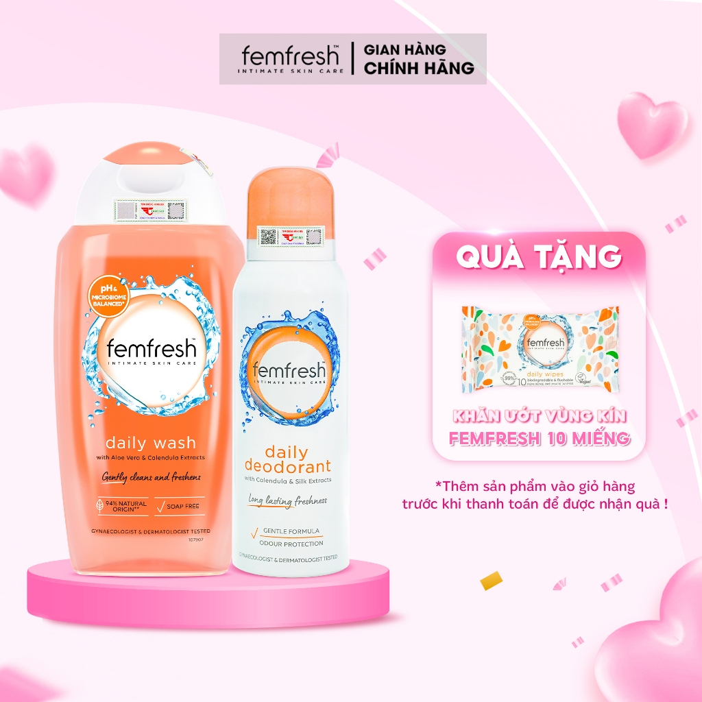 Ảnh DDVS Femfresh Daily Intimate Wash + Xịt Thơm Mát Femfresh Deodorant Active 250ML 1
