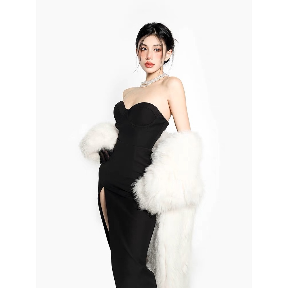 Váy xẻ tà đen nhỏ cao cấp không tay quý phái ống gợi cảm 𝕭𝖗𝖊𝖓𝖓𝖆 𝕭𝖑𝖆𝖈𝖐 𝕯𝖗𝖊𝖘𝖘