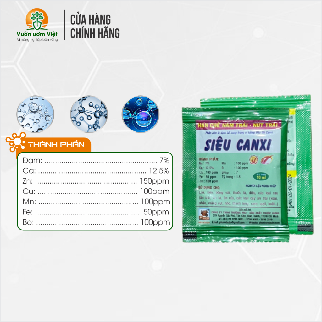 Phân bón Siêu Canxi - cứng cây, chống đỗ ngã, nứt thân, nứt quả, thành tế bào chắc chắn - 10ml