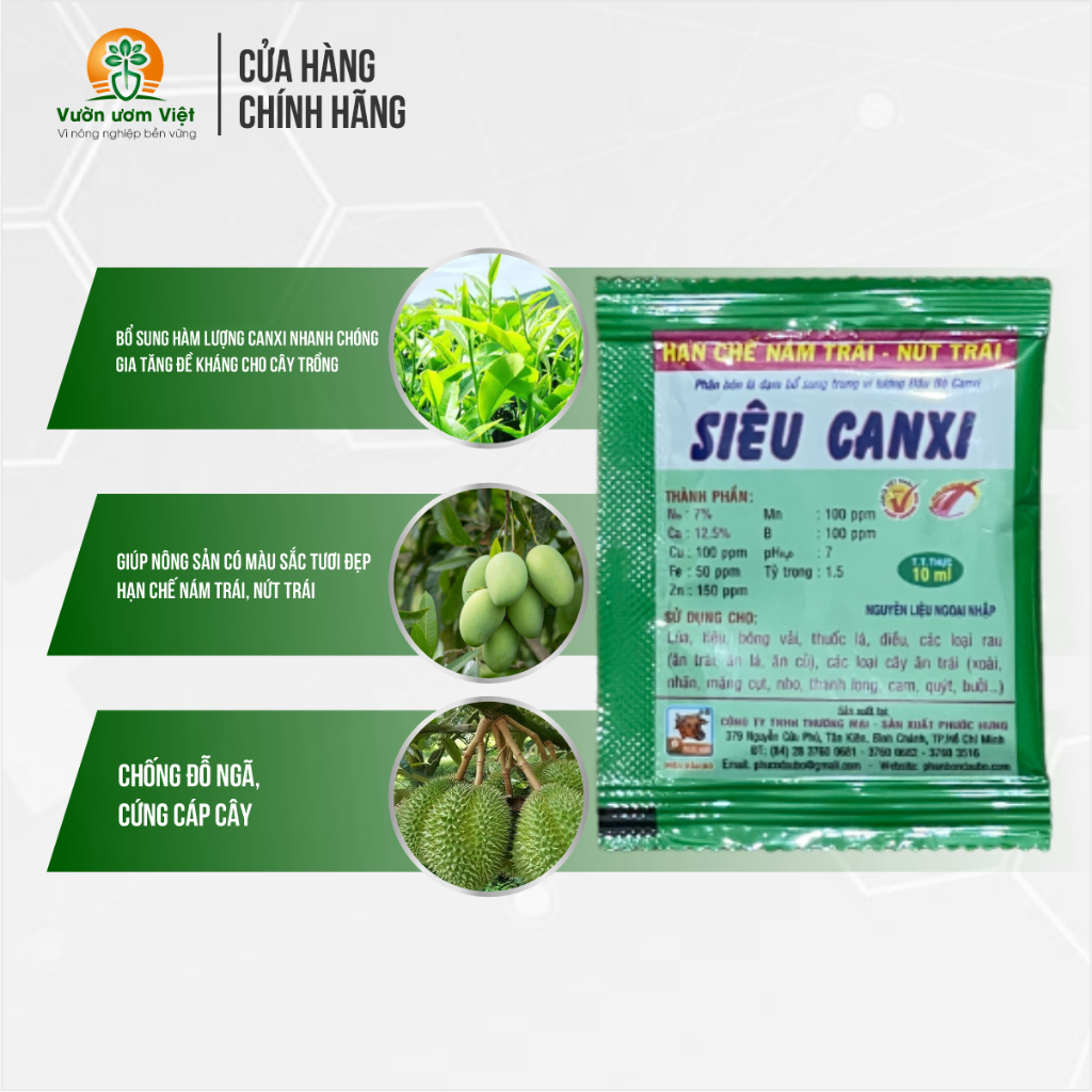 Phân bón Siêu Canxi - cứng cây, chống đỗ ngã, nứt thân, nứt quả, thành tế bào chắc chắn - 10ml