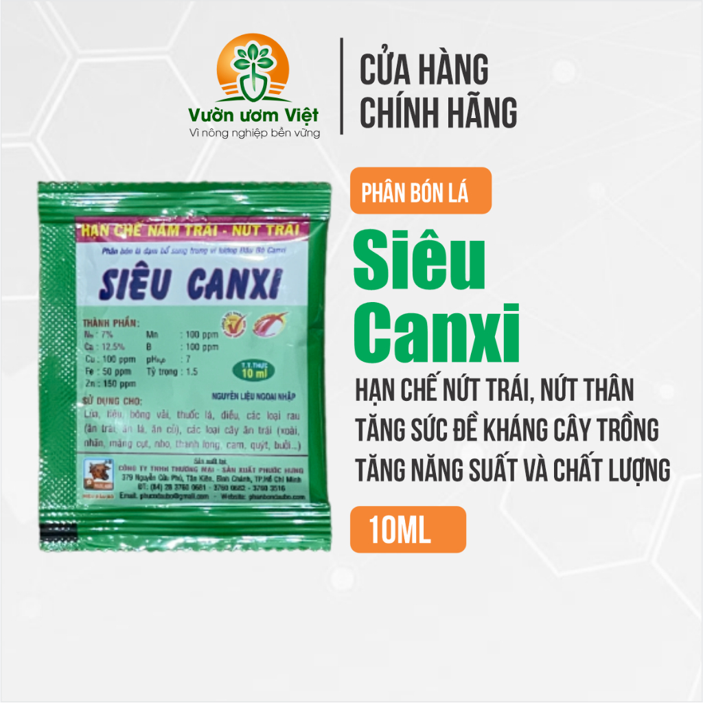 Phân bón Siêu Canxi - cứng cây, chống đỗ ngã, nứt thân, nứt quả, thành tế bào chắc chắn - 10ml
