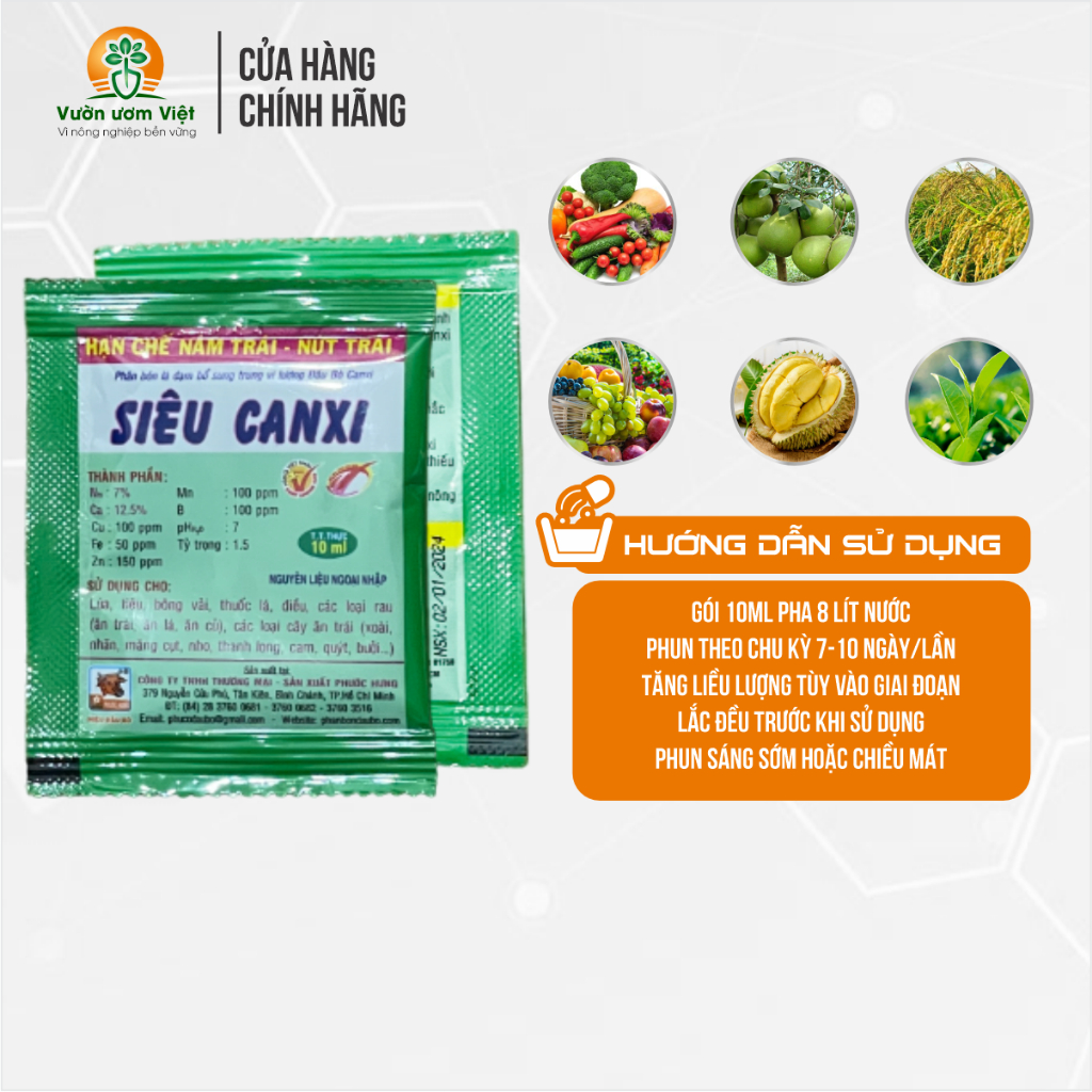 Phân bón Siêu Canxi - cứng cây, chống đỗ ngã, nứt thân, nứt quả, thành tế bào chắc chắn - 10ml